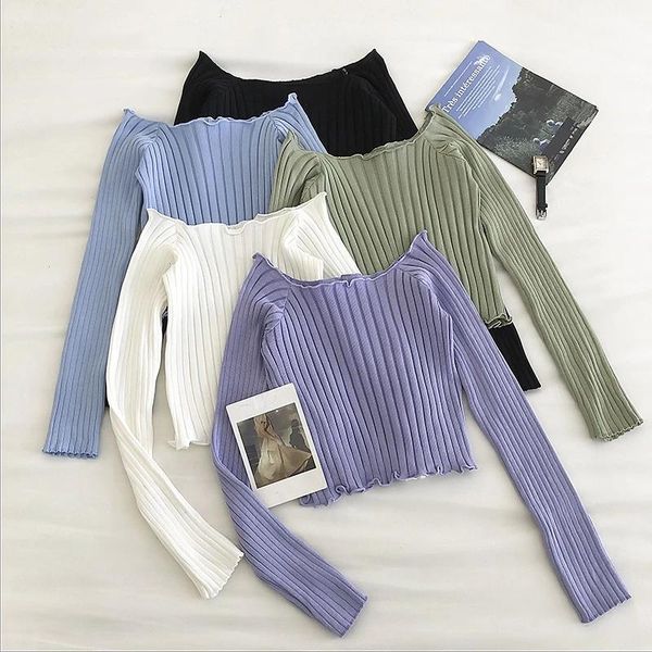 white off shoulder crop knitted t shirts long sleeve solid short t-shirts for women clothing fashion slim cropped knitwear
white off shoulder crop knitted t shirts long sleeve solid short t-shirts for women clothing fashion slim cropped knitwear