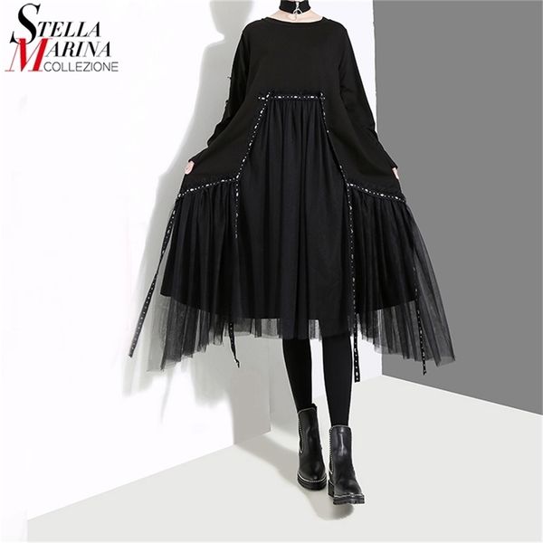 new plus size 2020 korean style women autumn winter black loose dress long sleeve mesh overlay lady casual midi dress robe lj200909, Black;gray
new plus size 2020 korean style women autumn winter black loose dress long sleeve mesh overlay lady casual midi dress robe lj200909, Black;gray