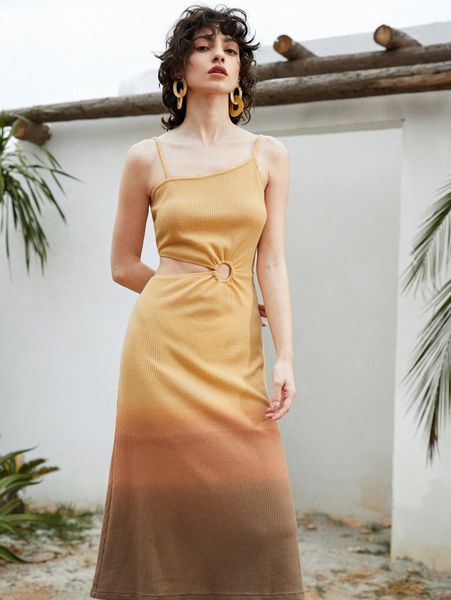 o-ring cut out waist ombre cami dress h8zj#, Black;gray
o-ring cut out waist ombre cami dress h8zj#, Black;gray