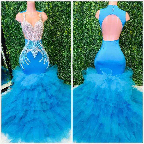 blue luxury prom dresses satin beading crystal sleeveless puffy bottom ruffles long mermaid gowns celebrity party formal evening dress, Black
blue luxury prom dresses satin beading crystal sleeveless puffy bottom ruffles long mermaid gowns celebrity party formal evening dress, Black