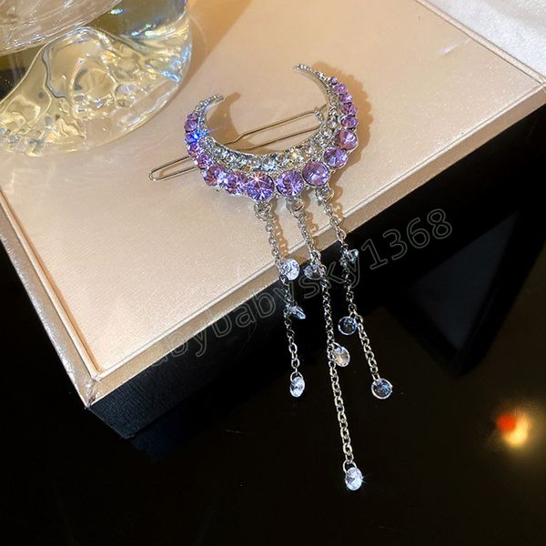 elegant girls moon tassel hair clip long tassel crystal dangle hairpin fashion beads pendant barrettes women styling tools, Slivery;white
elegant girls moon tassel hair clip long tassel crystal dangle hairpin fashion beads pendant barrettes women styling tools, Slivery;white