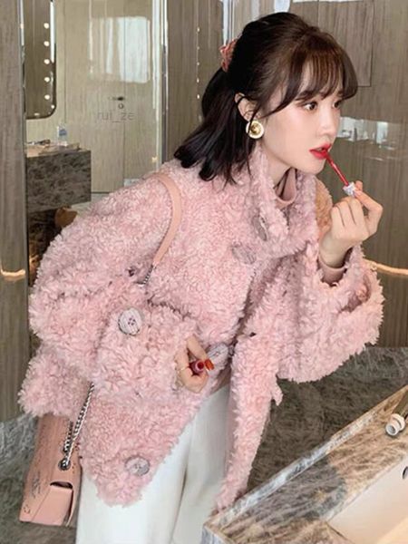 & women's fur faux sheep female shearing coat keep warm with thick compound lambs wool collar pink shearling, Black
& women's fur faux sheep female shearing coat keep warm with thick compound lambs wool collar pink shearling, Black