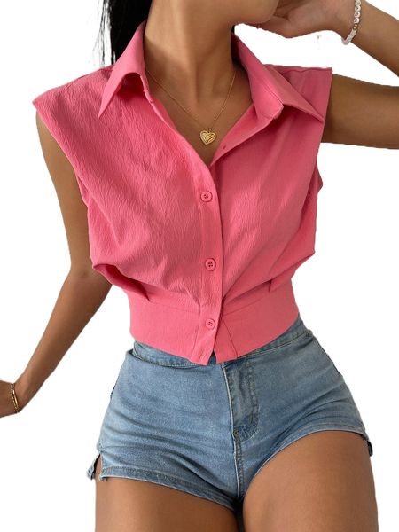 shoulder pad sleeveless blouse c5wu#, White 
shoulder pad sleeveless blouse c5wu#, White