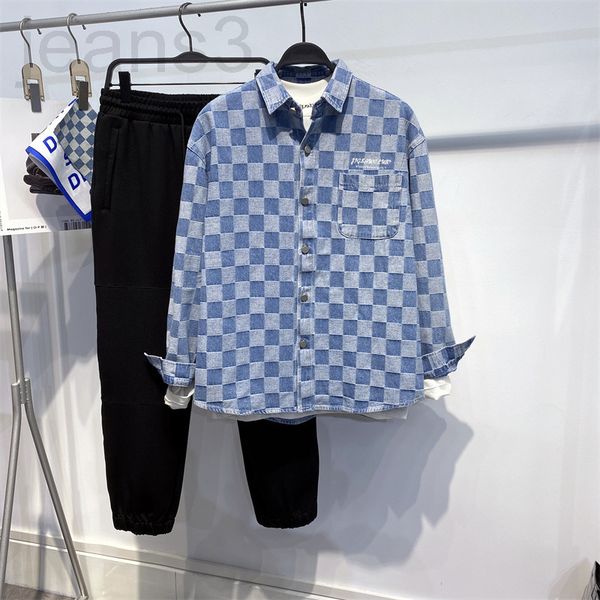 men's casual shirts designer spring blue jacquard denim shirt checkerboard fashion jacket trendy men bwcac1422 s8hz, White;black
men's casual shirts designer spring blue jacquard denim shirt checkerboard fashion jacket trendy men bwcac1422 s8hz, White;black