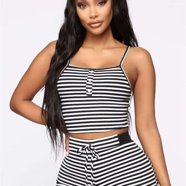 hirigin 2pcs women sleepwear summer casual bodycon striped crop and shorts outfits clothes sport pajama sets 220627, Gray
hirigin 2pcs women sleepwear summer casual bodycon striped crop and shorts outfits clothes sport pajama sets 220627, Gray