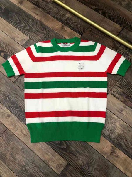 women's knits & tees summer 2022 short red white green contrast stripe round neck pullover sleeve slim knit women's wear 359n
women's knits & tees summer 2022 short red white green contrast stripe round neck pullover sleeve slim knit women's wear 359n