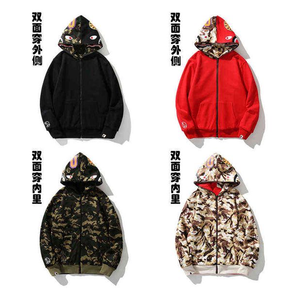 factory online export new designer brand sweater bap double-sided wear camouflage stitched shark tide street couple hooded cardigan, Black
factory online export new designer brand sweater bap double-sided wear camouflage stitched shark tide street couple hooded cardigan, Black