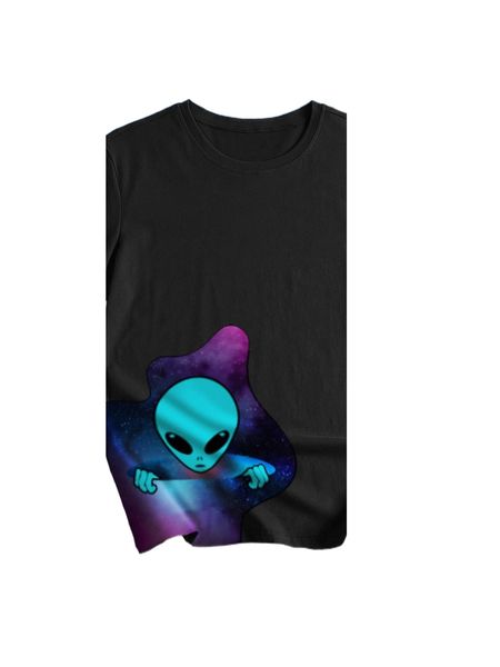 romwe x jesse selz alien graphic tee g3jw#, White
