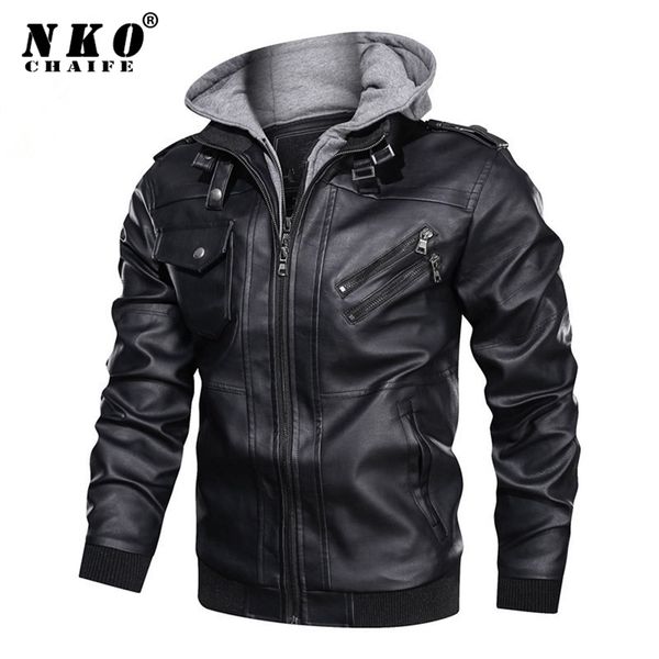 chaifenko brand winter coat fashion hooded motorcycle pu jacket casual biker faux leather jackets men 201128, Black
chaifenko brand winter coat fashion hooded motorcycle pu jacket casual biker faux leather jackets men 201128, Black