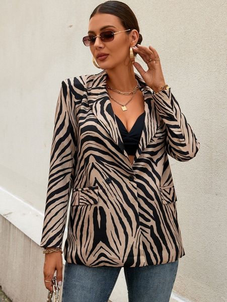 zebra striped print lapel neck blazer t5sj#, White
zebra striped print lapel neck blazer t5sj#, White
