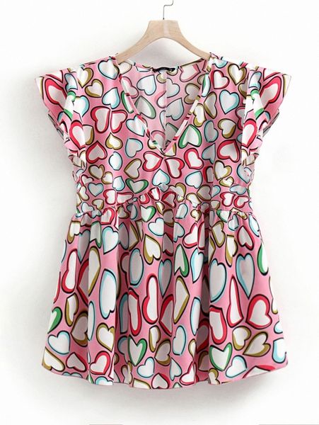 plus allover heart print butterfly sleeve peplum blouse p0dd#, Black
plus allover heart print butterfly sleeve peplum blouse p0dd#, Black