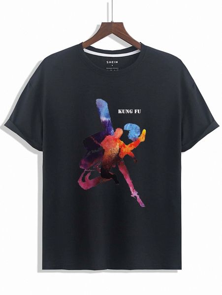 men letter & figure graphic tee w7d6#, White;black