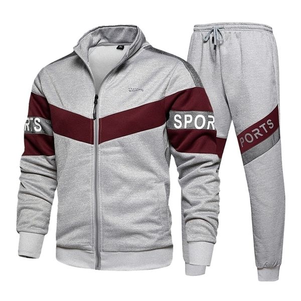 men's casual stitching tracksuit autumn running 2 pieces sport set men long sleeve zipper sweatshirt sets winter gym clothes 201210, Gray
men's casual stitching tracksuit autumn running 2 pieces sport set men long sleeve zipper sweatshirt sets winter gym clothes 201210, Gray