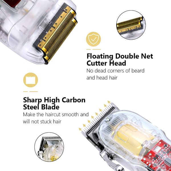 new rechargeable hair clippers beard trimmer transparent cover hair cutting machine electric shaver steel blade fast charging pe
new rechargeable hair clippers beard trimmer transparent cover hair cutting machine electric shaver steel blade fast charging pe