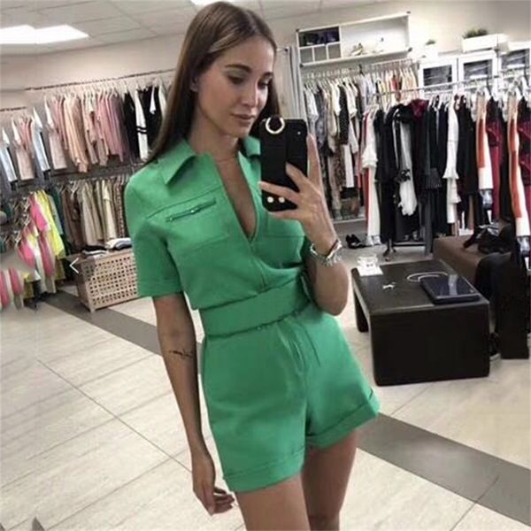spring new women's short sleeve fashion multipocket design was thin belt jumpsuit pink green bodycon club party jumpsuit 201007, Black;white
spring new women's short sleeve fashion multipocket design was thin belt jumpsuit pink green bodycon club party jumpsuit 201007, Black;white