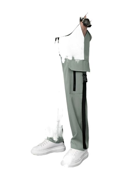 men flap pocket buckle detail pants d4v2#, Black 
men flap pocket buckle detail pants d4v2#, Black