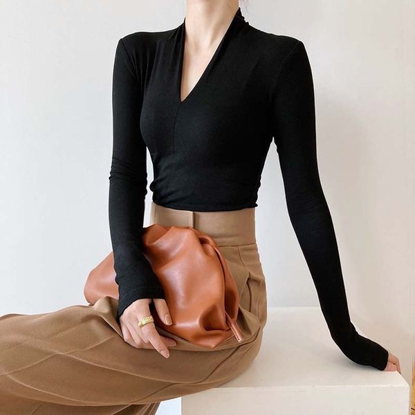 women clothing long sleeve t-shirt for woman solid color v-neck women' blause spring autumn women 220411, White
women clothing long sleeve t-shirt for woman solid color v-neck women' blause spring autumn women 220411, White