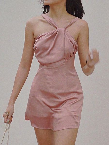 casual dresses pink stain sling women's dress mini elegant evening party for women summer backless halter vestidos femme clothes, Black;gray
casual dresses pink stain sling women's dress mini elegant evening party for women summer backless halter vestidos femme clothes, Black;gray