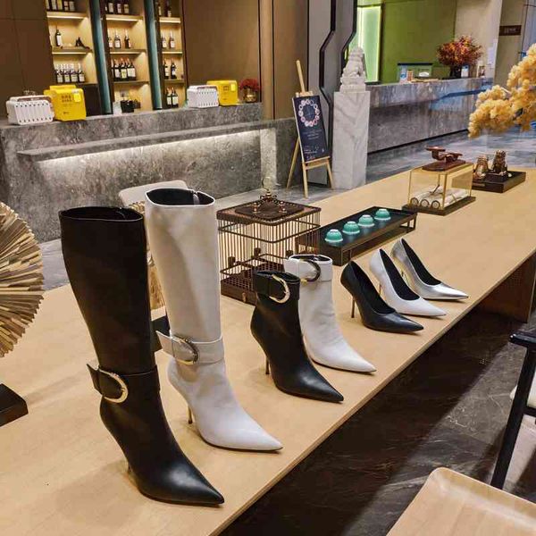 boots women's leather high heels winter shoes pointed, Black
boots women's leather high heels winter shoes pointed, Black