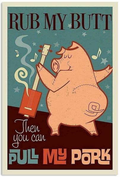 metal sign funny retro pig dance rub butt pull my pork tin sign vintage bar man cave garage kitchen home wall decoration art sign 12 x 8
metal sign funny retro pig dance rub butt pull my pork tin sign vintage bar man cave garage kitchen home wall decoration art sign 12 x 8