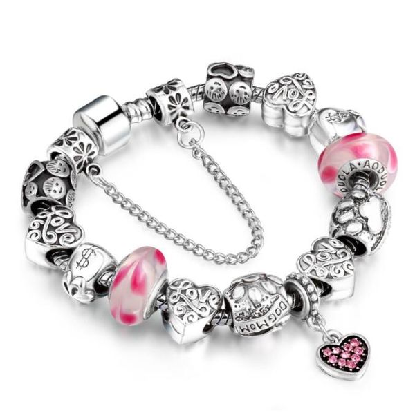 europe pan style alloy big murano glass beads strands heart diamonds blue red pink colors charms 20cm length lobster claw clasp chains brace, Black
europe pan style alloy big murano glass beads strands heart diamonds blue red pink colors charms 20cm length lobster claw clasp chains brace, Black