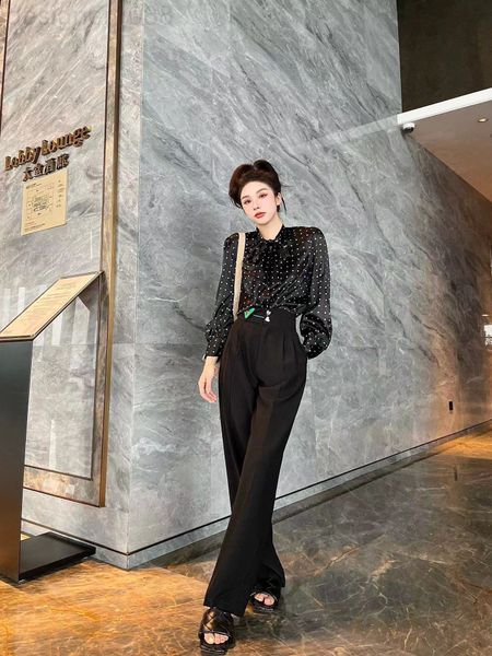 women's pants & capris designer 22 early spring new triangular punctuation dress high waist suit wide leg pants love button casual ah3i, Black;white
women's pants & capris designer 22 early spring new triangular punctuation dress high waist suit wide leg pants love button casual ah3i, Black;white
