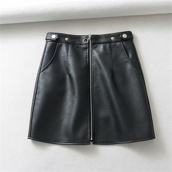 ies black faux leather mini skirts front zipper high waist skirts korean style streetwear winter clothes 210306
ies black faux leather mini skirts front zipper high waist skirts korean style streetwear winter clothes 210306