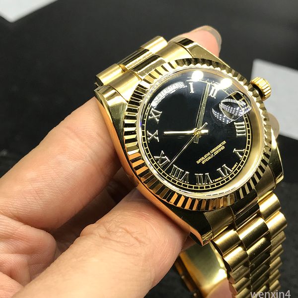luxury woman watch 36mm gray roman numerals golden presidents 2813 automatic steel swimming waterproof wristwatches, Slivery;brown
luxury woman watch 36mm gray roman numerals golden presidents 2813 automatic steel swimming waterproof wristwatches, Slivery;brown