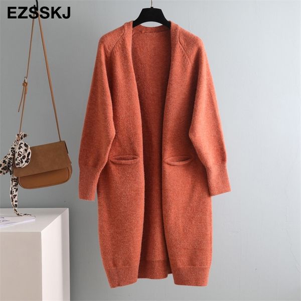 lazy v-neck oversize long sweater cardigans jacket coat women thick sweater korea cardigan jacket coat outwear 201203, White;black 
lazy v-neck oversize long sweater cardigans jacket coat women thick sweater korea cardigan jacket coat outwear 201203, White;black