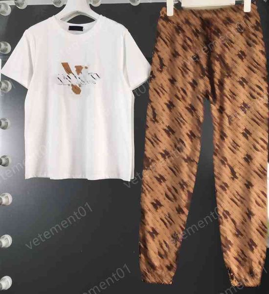 womens two pieces pants fashion brand letter logo print t-shirt and brown pants two piece sets designer women clothing, White
womens two pieces pants fashion brand letter logo print t-shirt and brown pants two piece sets designer women clothing, White