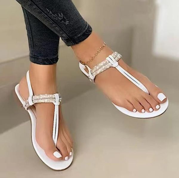 women's summer rhinestone sandals fashion flat bottomed beach sandal slippers, Black
women's summer rhinestone sandals fashion flat bottomed beach sandal slippers, Black