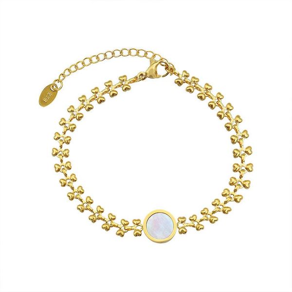 link, chain stainless steel 18k gold plated color white sea shell heart charm bracelet for women girls trendy jewelry gift, Black
link, chain stainless steel 18k gold plated color white sea shell heart charm bracelet for women girls trendy jewelry gift, Black