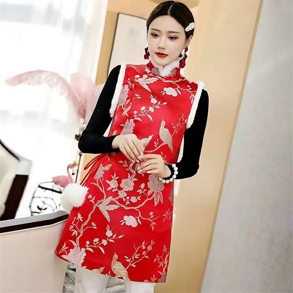 casual dresses red jacquard chinese cheongsam vest dress with cotton padded medium and long coat autumn winter 191110 mu7p, Black;gray
casual dresses red jacquard chinese cheongsam vest dress with cotton padded medium and long coat autumn winter 191110 mu7p, Black;gray