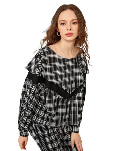 x caramel lolly plaid drop shoulder 69mx#, White