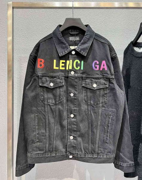 men's jacket high verion 22 b fahion embroidery rainbow letter men and women denim jacket lmgm, Black;brown
men's jacket high verion 22 b fahion embroidery rainbow letter men and women denim jacket lmgm, Black;brown
