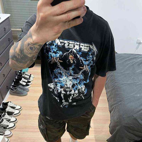 rep present blue fire skeleton wizard dog high street tide brand round neck loose short sleeve t-shirt men and women, White;black
rep present blue fire skeleton wizard dog high street tide brand round neck loose short sleeve t-shirt men and women, White;black
