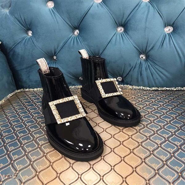 new style diamond buckle ankle boots women square buckle shoes patent leather loafers platform shoes 319t, Black
new style diamond buckle ankle boots women square buckle shoes patent leather loafers platform shoes 319t, Black