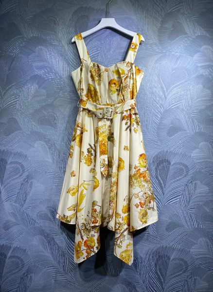 new summer 2022 suspender cotton print dress, Black;gray