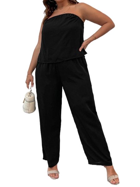 plus solid tube & pants b860#, Black 
plus solid tube & pants b860#, Black
