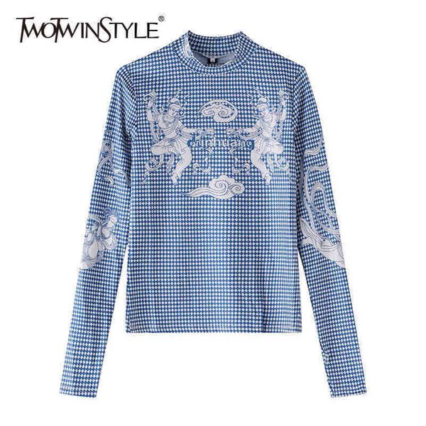 twowinsyle print plaid shirt for women urtleneck long sleeve casual slim vintage shirts female fashion clothing 210423, White
twowinsyle print plaid shirt for women urtleneck long sleeve casual slim vintage shirts female fashion clothing 210423, White