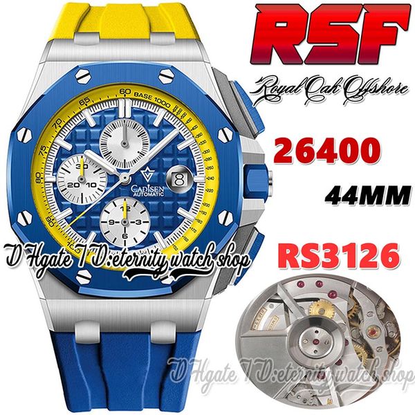 rsf rs26400 cal.3126 a3126 chronograph automatic mens watch 44mm blue ceramics bezel yellow inner bezel texture dial stick markers rubber st, Slivery;brown
rsf rs26400 cal.3126 a3126 chronograph automatic mens watch 44mm blue ceramics bezel yellow inner bezel texture dial stick markers rubber st, Slivery;brown