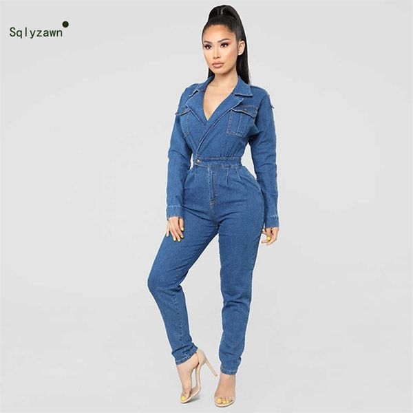 deep v denim long sleeve jumpsuits spring streetwear button blue jeans romper pocket warp overalls 210709, Black;white
deep v denim long sleeve jumpsuits spring streetwear button blue jeans romper pocket warp overalls 210709, Black;white