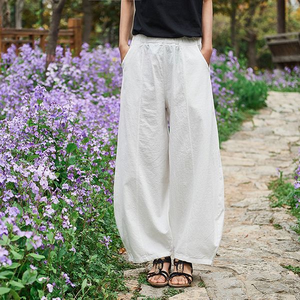 johnature casual style cotton linen women pants spring summer elastic waist solid color women vintage wide leg pants cx220316, Black;white
johnature casual style cotton linen women pants spring summer elastic waist solid color women vintage wide leg pants cx220316, Black;white