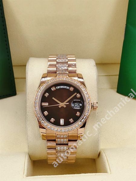 mens watch automatic mechanical 41mm full stainless steel strap 2813 movement 36mm women's lady daydate diamond 36mm 41mm wristwatch, Slivery;brown
mens watch automatic mechanical 41mm full stainless steel strap 2813 movement 36mm women's lady daydate diamond 36mm 41mm wristwatch, Slivery;brown
