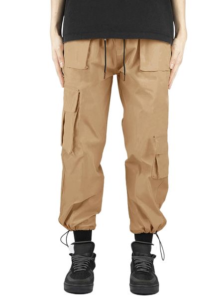men flap pocket drawstring waist pants p19u#, Black 
men flap pocket drawstring waist pants p19u#, Black