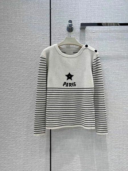 2022 designer high-end autumn sweater cashmere yarn knitting pullover women fashion long sleeves stripe sweater, White;black
2022 designer high-end autumn sweater cashmere yarn knitting pullover women fashion long sleeves stripe sweater, White;black