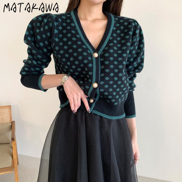korea vintage vneck pearl buckle jacquard polkadot sweater japanese fashion sweaters for women puff sleeve cardigans 210506, White
korea vintage vneck pearl buckle jacquard polkadot sweater japanese fashion sweaters for women puff sleeve cardigans 210506, White