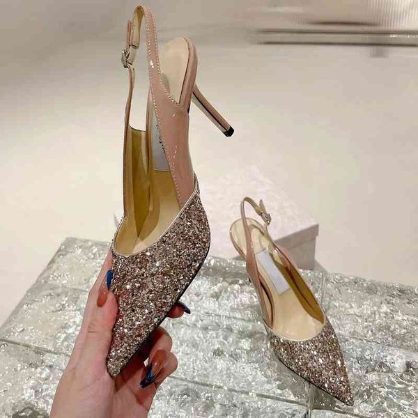dress shoes high version sequin pointed one-sided buckle high-heeled shoes color matching back empty thin heel baotou sandals women's s, Black
dress shoes high version sequin pointed one-sided buckle high-heeled shoes color matching back empty thin heel baotou sandals women's s, Black