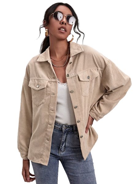 corduroy button-front drop shoulder overshirt 81vh#, Black
corduroy button-front drop shoulder overshirt 81vh#, Black