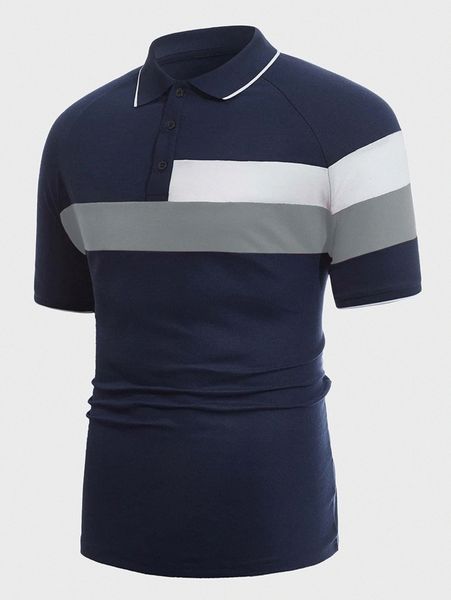 men colorblock polo shirt 62lk#, White;black 
men colorblock polo shirt 62lk#, White;black